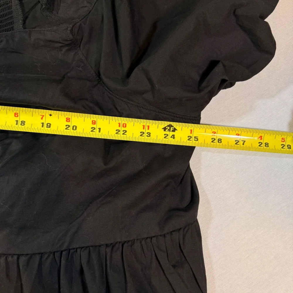 Old Navy 4x Womens Black‎ Puff Sleeve Smocked Babydoll Dark Cottagecore Coquette